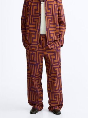 RARE Zara x Casa Josephine Patterned Seersucker Wide Leg Lounge Pants XL